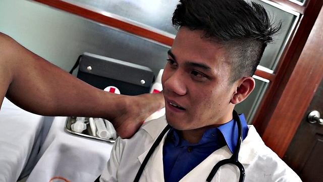 Asian twink anally examined by doctor in infirmary