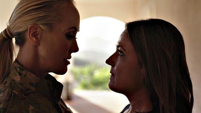 Lez military MILF enjoys outdoor sex with GF