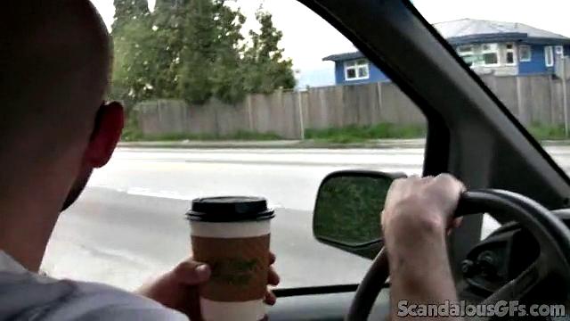 Hot Girlfriend Flashes While Boyfriend Is Driving