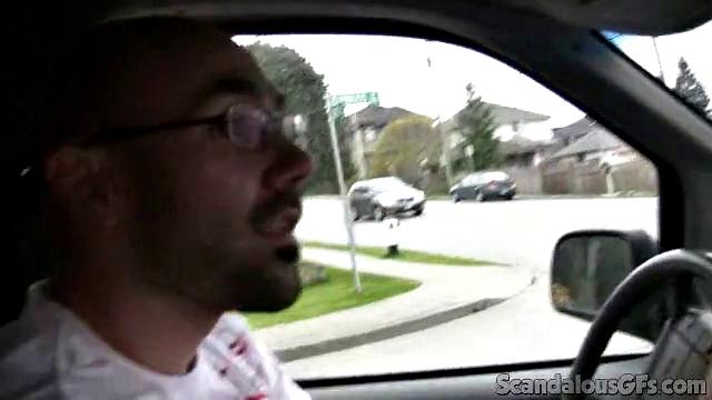 Hot Girlfriend Flashes While Boyfriend Is Driving