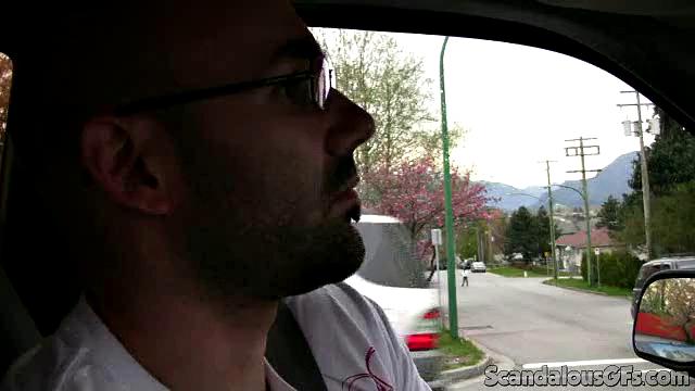 Hot Girlfriend Flashes While Boyfriend Is Driving