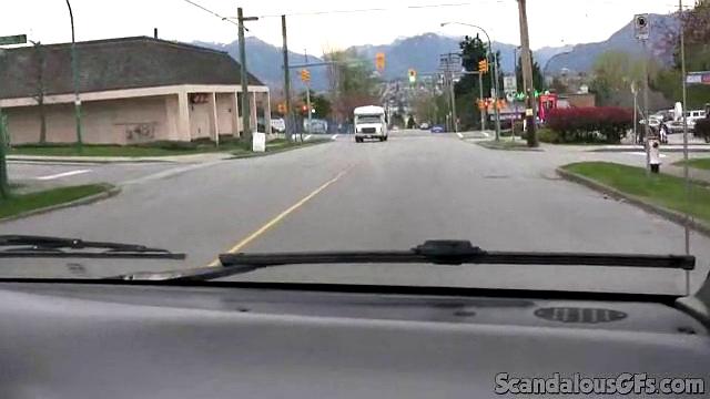 Hot Girlfriend Flashes While Boyfriend Is Driving