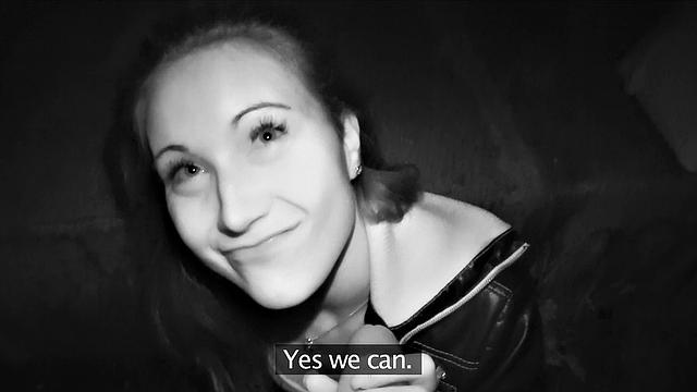 Shy Brunette goes wild for a new phone after giving a hot blowjob outdoors