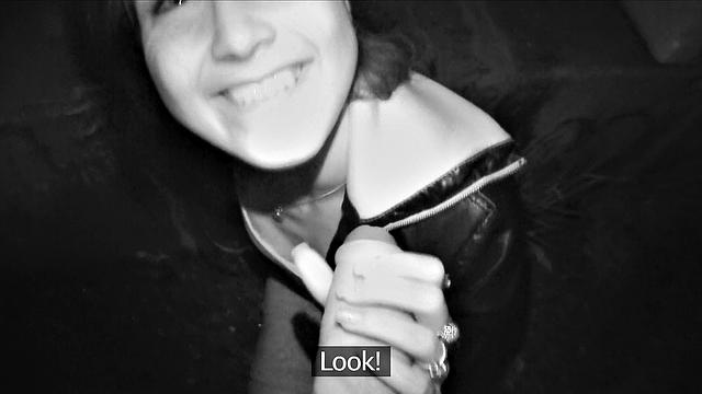 Shy Brunette goes wild for a new phone after giving a hot blowjob outdoors