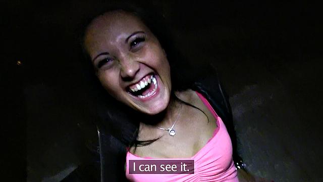 Shy Brunette goes wild for a new phone after giving a hot blowjob outdoors