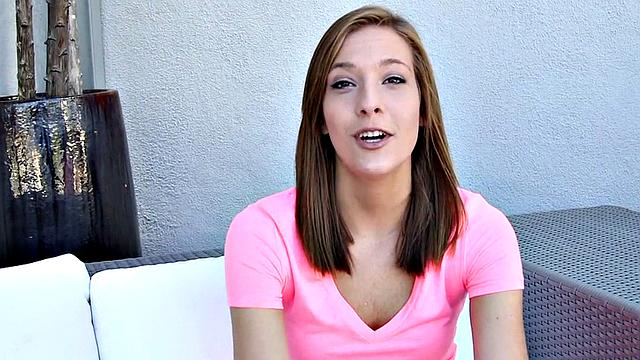 Petite teen gets her tight pussy pounded hard in wet reverse cowgirl position