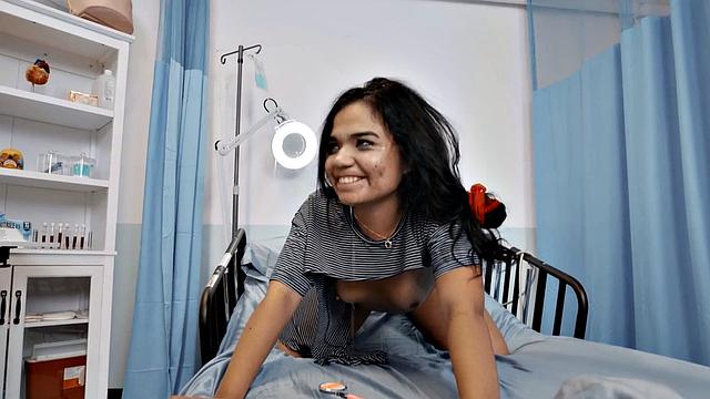 Busty strapon MILF nurse muffdiving oiled lesbian babe