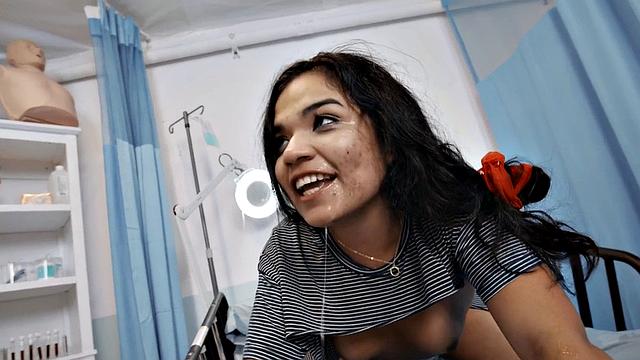 Busty strapon MILF nurse muffdiving oiled lesbian babe