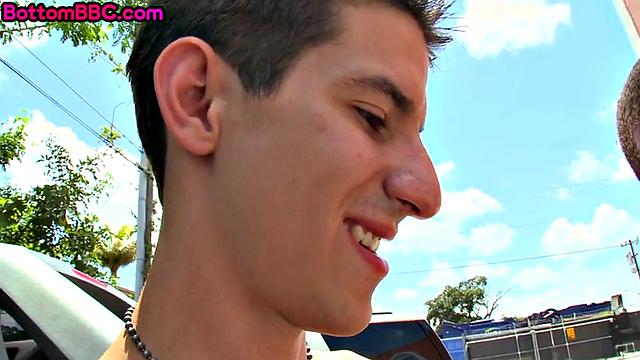 Pulled ebony doggystyled in public