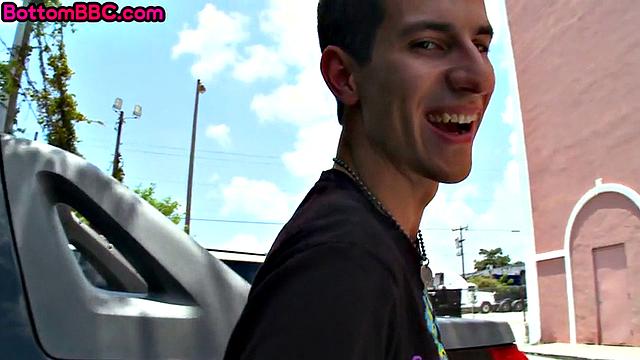 Pulled ebony doggystyled in public