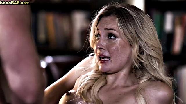 Stunning inked bae fucked on table by boss to get a job