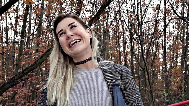 Wild Russian chick goes wild with park, american, and doggystyle action