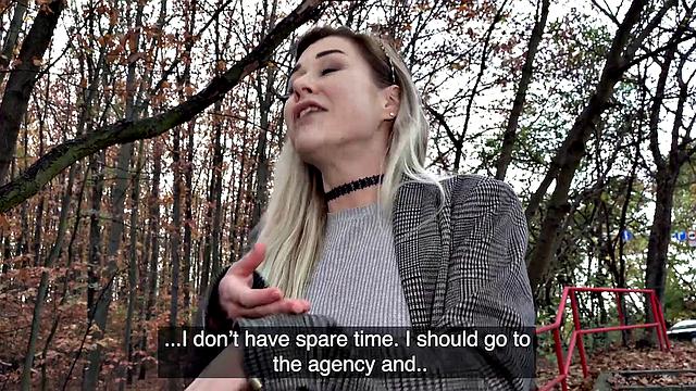 Wild Russian chick goes wild with park, american, and doggystyle action