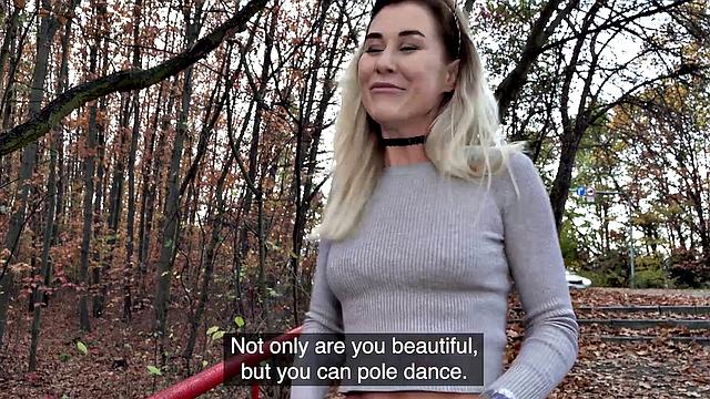 Wild Russian chick goes wild with park, american, and doggystyle action