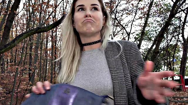 Wild Russian chick goes wild with park, american, and doggystyle action