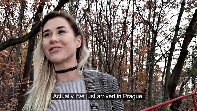 Wild Russian chick goes wild with park, american, and doggystyle action