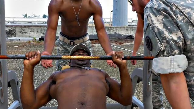 Amateur army stud fucked by black jock for military voyeurs
