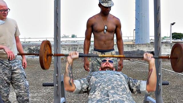 Amateur army stud fucked by black jock for military voyeurs