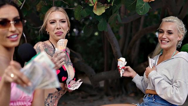 Bigbooty bitches fucked in threesome by big white dick