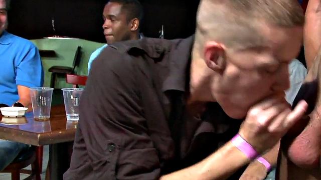 Barebacking Stripper Cocksucked at Party