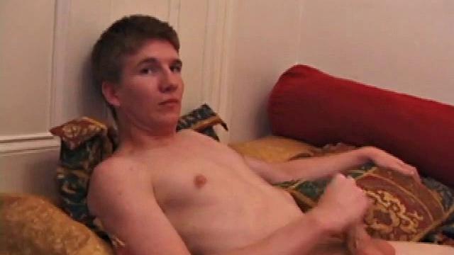Casey is excited to stroke his cock for us. The twink quickly strips down to his boxers, and then gets naked, before settling in for a long stroke show. His low hanging balls bounce with every stroke as his dick grows and hardens.