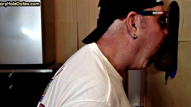 BBC gay gets sucked by gloryhole DILF at home