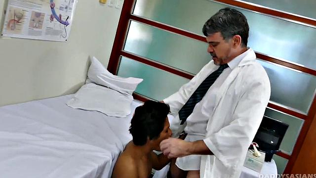 Mature Asian babe gets barebacked by white doctor in infirmary
