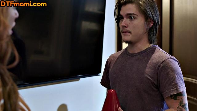 Curvy redhead pounded by stepson