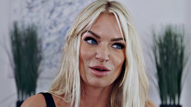 Hairy pussy lez babe licked in 3some by busty MILFS