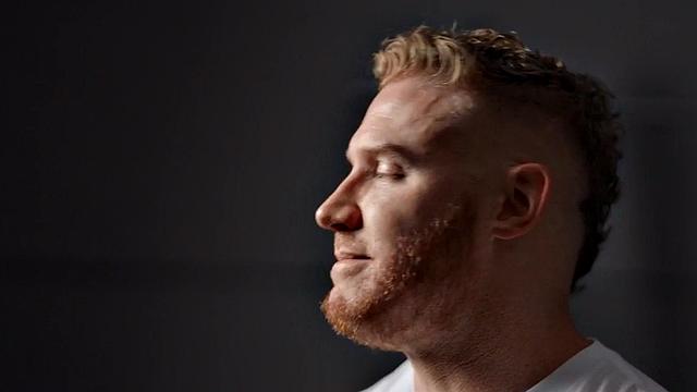 Eager tattooed muscled solo jock wanks and cums