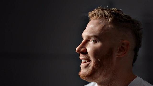 Eager tattooed muscled solo jock wanks and cums