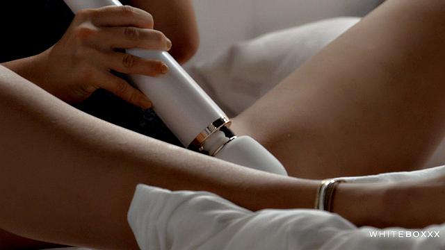 Brunette girl masturbates and gets sex