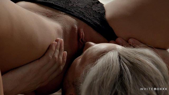 Brunette girl masturbates and gets sex