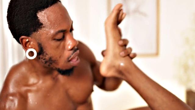 Ebony muscled gay barebacked by gay