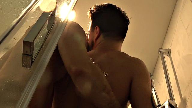 FTM amateur inked stud fucked under shower after BJ