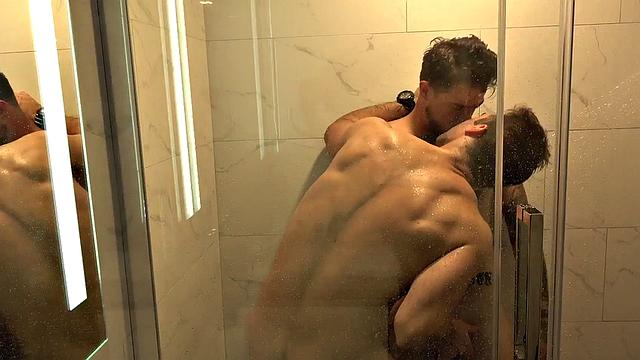 FTM amateur inked stud fucked under shower after BJ