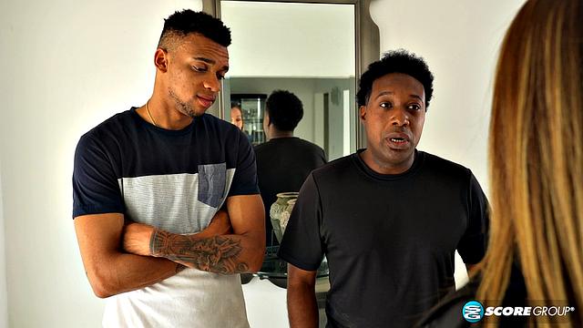 Busty MILF performs community service on two big cocks