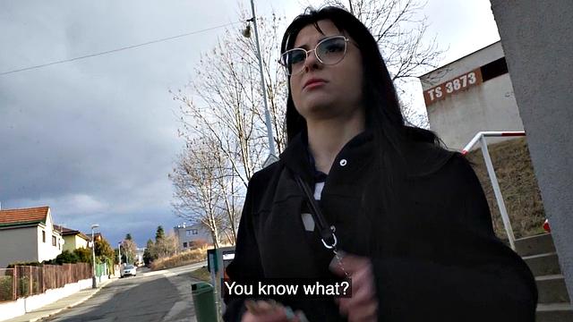 Public nympho enjoys riding in POV