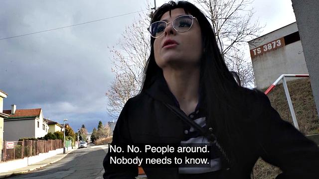 Public nympho enjoys riding in POV