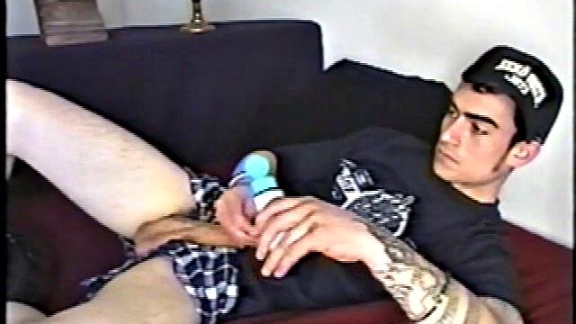 This straight BMX biker has a certain edginess that heightens the intensity of his very physical jacking off. After Nicoya has been stroking his meat he suddenly, and unexpectedly, produces a good-sized dildo.