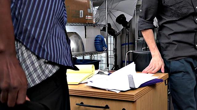 IR white stud barebacked in office by Black top after blowjob