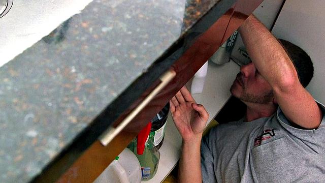 Kimber fucks the plumber while her hubby watches