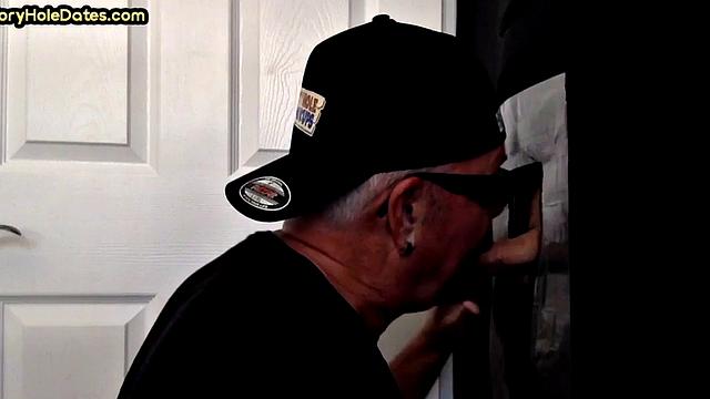 Amateur gloryholr daddy sucks dick with greedy mouth