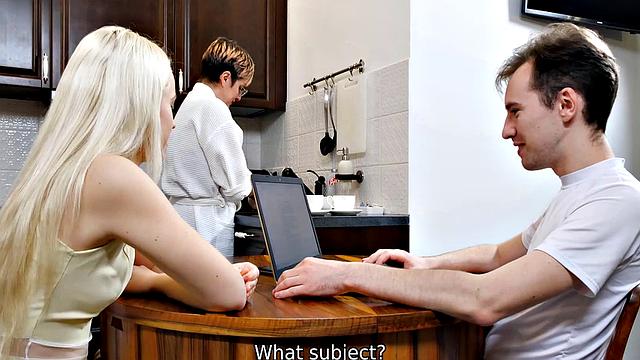 SIS.PORN. Blonde is nailed by stepbrother behind stepmother's back