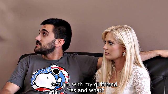 VIP4K. Guy doesn't know sex tricks, girlfriend tries stepdad