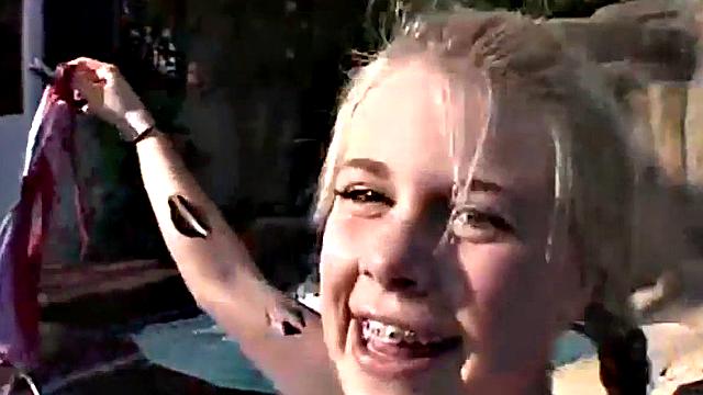 Petite blonde gets pussy fingered