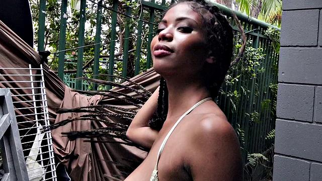 Blonde slut with glasses gets a hardcore doggystyle pounding in short shorts