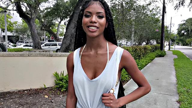 Blonde slut with glasses gets a hardcore doggystyle pounding in short shorts