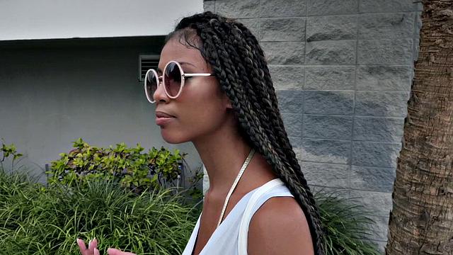 Blonde slut with glasses gets a hardcore doggystyle pounding in short shorts