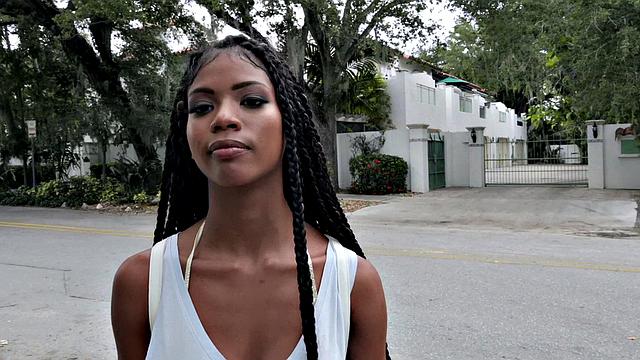 Blonde slut with glasses gets a hardcore doggystyle pounding in short shorts